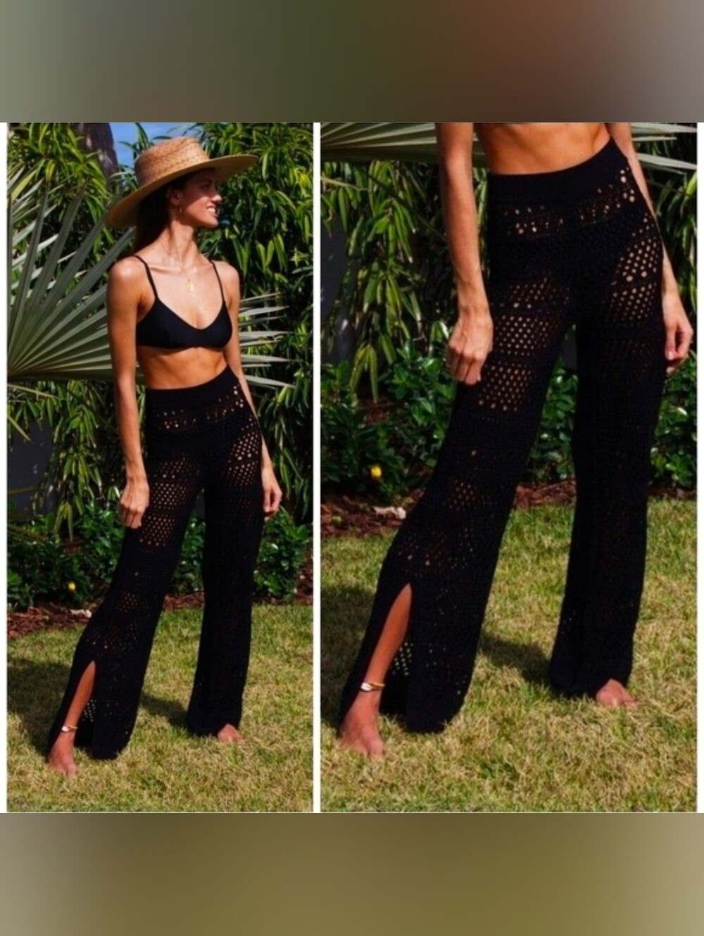 Solid & Striped The Logan Crochet Pant Black